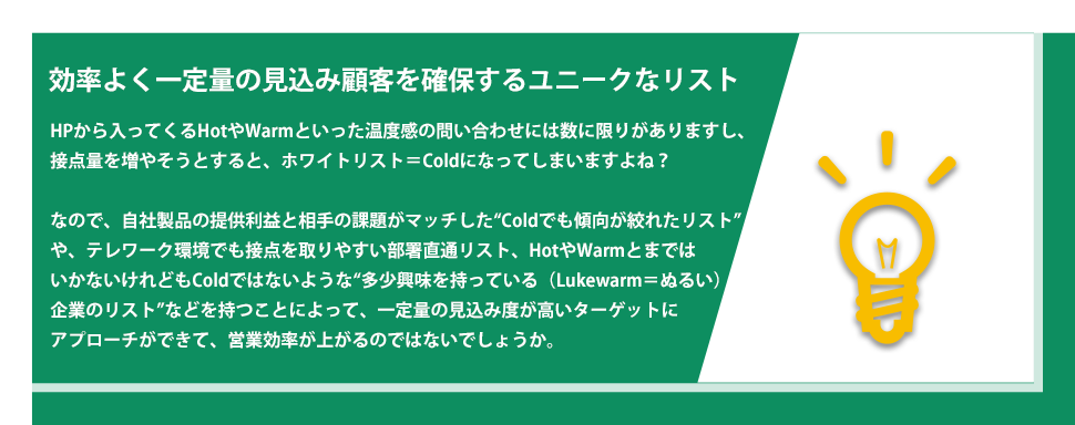 効率よく一定量の見込み顧客を確保するユニークなリスト